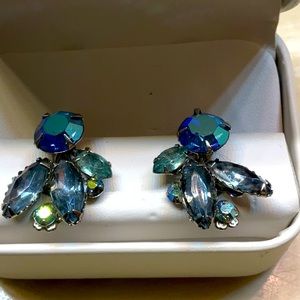 Antique blue rhinestone earrings